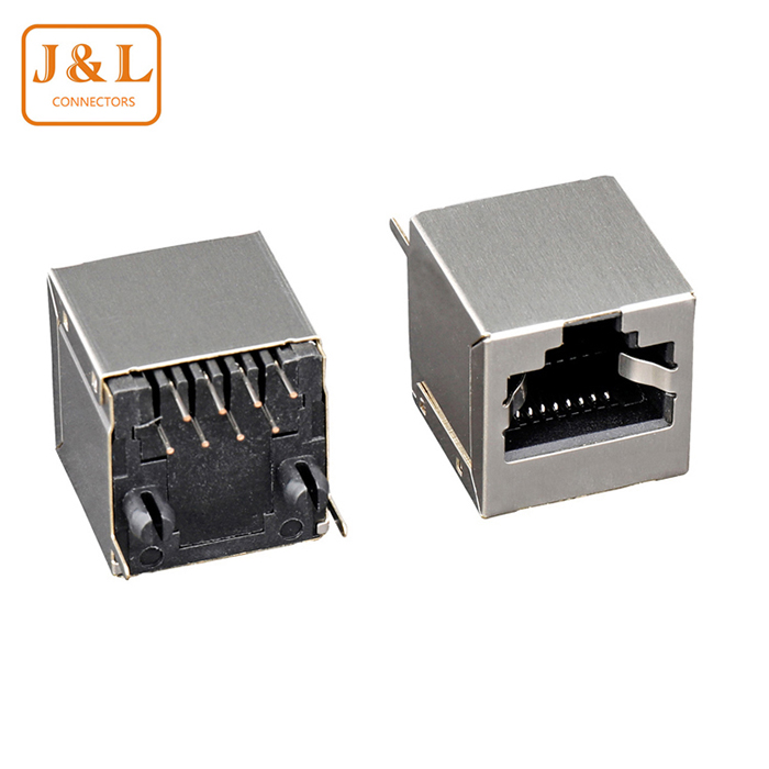 RJ45連接器 8P8C帶燈帶屏蔽殼電腦水晶頭網絡接口 rj45母座連接器